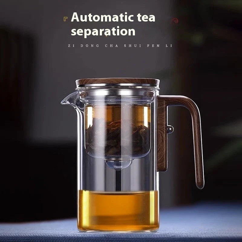 GiftHome Smart One-Button Magnetic Tea Infuser Pot with Wooden Handle