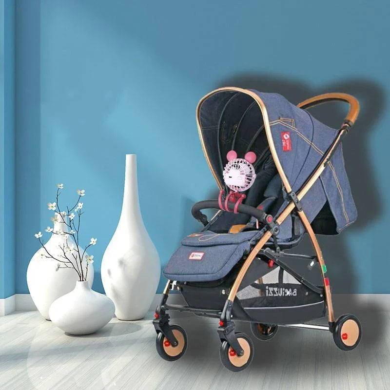 Portable USB Rechargeable Stroller Fan with Adorable Animal Design for Keeping Baby Cool and Comfortable