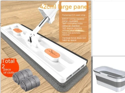 Premium 360° Rotating Flat Mop with Stainless Steel Handle and Self-Dewatering Scraper for Effortless Floor Cleaning