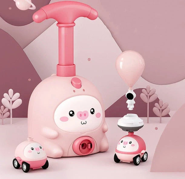 Balloon-powered car toys in various vibrant colours designed to engage children in hands-on STEM learning and independent exploration