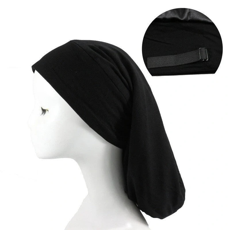 Women's adjustable satin nightcap in various colours with cotton lining