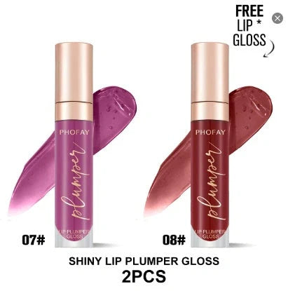 PHOFAY Shiny Lip Plumper Gloss - Volumising Lip Enhancer with Glossy, Radiant Finish