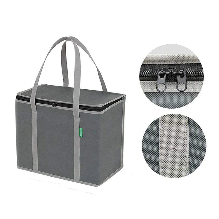 Insulated lunch bag made of non-woven fabric and aluminum foil, designed for outdoor adventures, picnics, and work