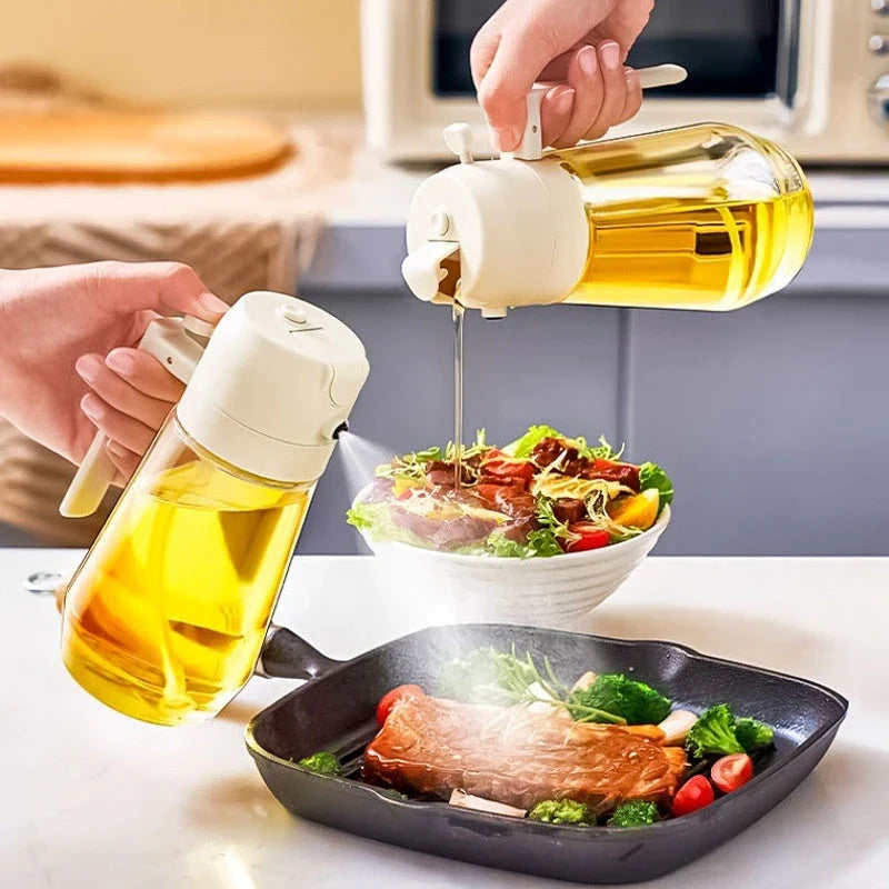 Versatile 470mL Olive Oil Sprayer with Dual Functionality - Spray or Pour for Cooking, Grilling, and More