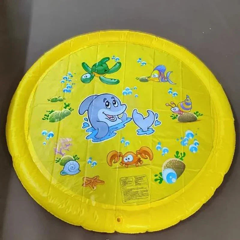 Refreshing splash pad for kids and pets, backyard water play mat with sprinklers