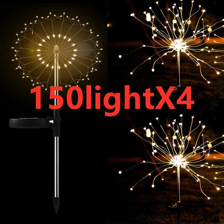 Radiant Solar-Powered Outdoor Fireworks Lights with dazzling LED display in various shapes and colours