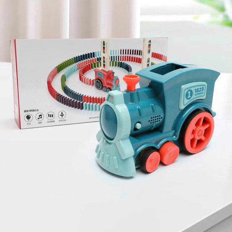 Automatic Domino Train Toy - Motorized Building Set for Kids with Vibrant Colors and Sturdy Construction