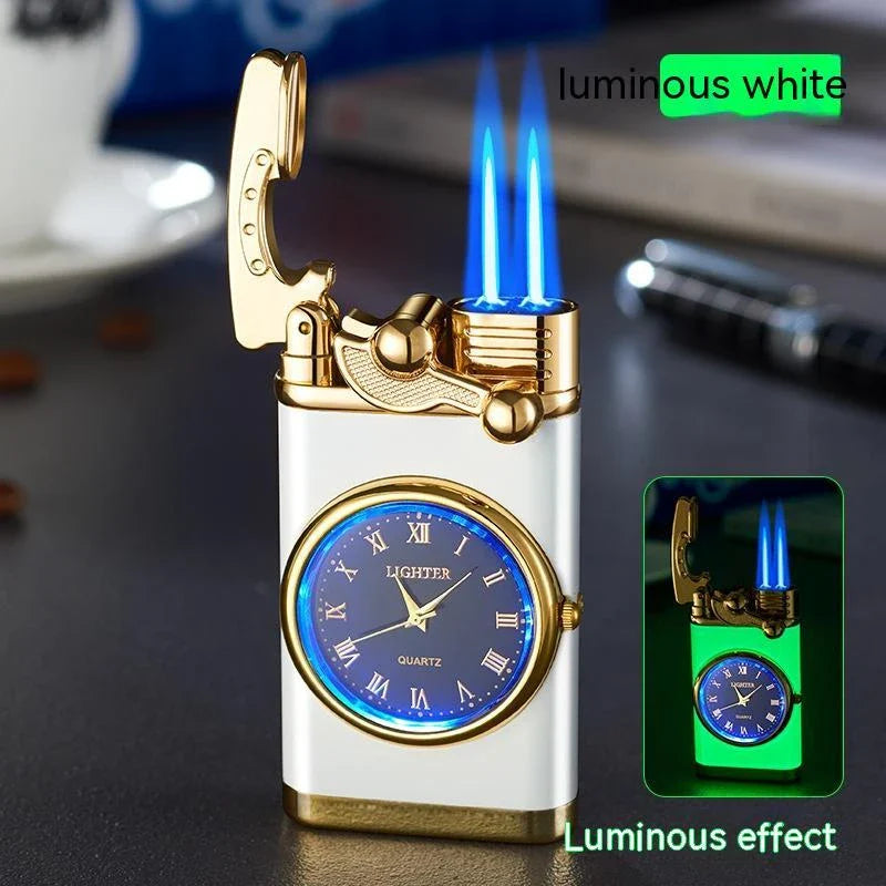 A versatile butane lighter watch with various color options and flame styles