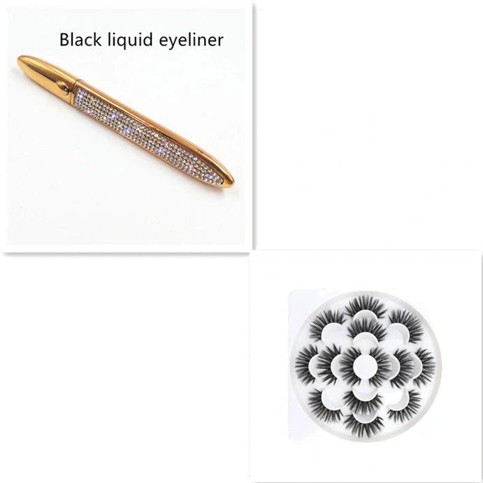 Premium self-adhesive eyeliner and false lash set in various shades
