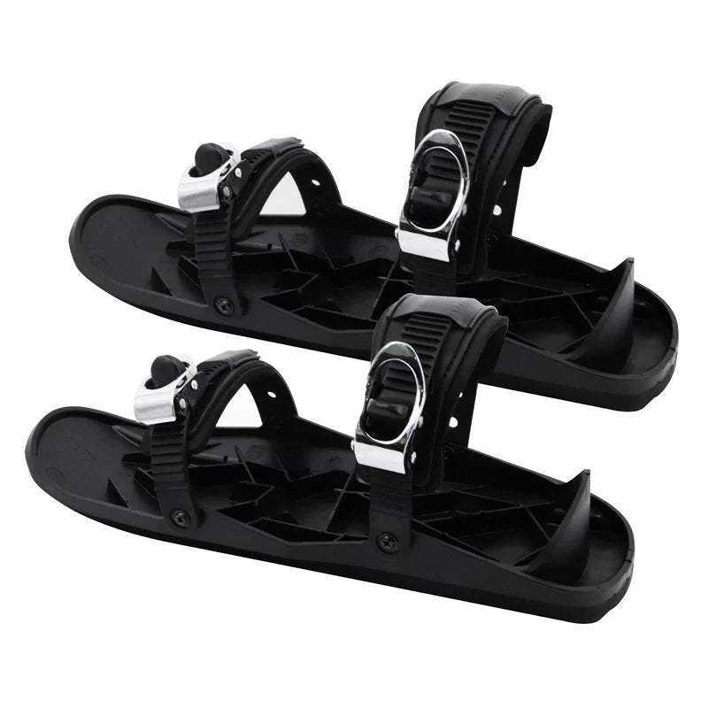 Black adjustable mini short ski skates for freestyle snowboarding