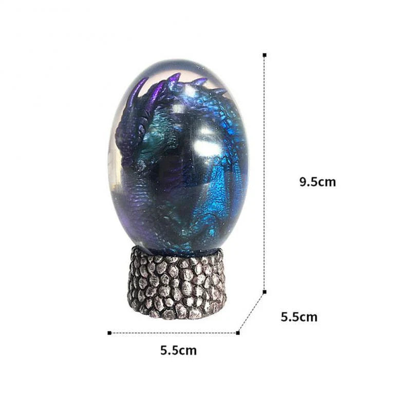 A crystal-clear resin dragon egg decor with a realistic 'lava dragon' design, perfect for fantasy and fossil enthusiasts.