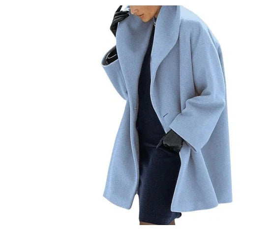 A stylish woollen coat in a variety of vibrant colours, perfect for the autumn and winter seasons.
