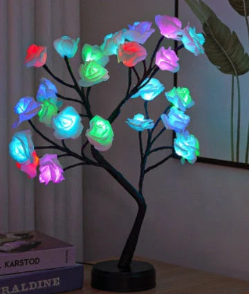 Enchanting 3D rose blossom USB desk lamp in various color options, creating a dreamy, romantic ambiance