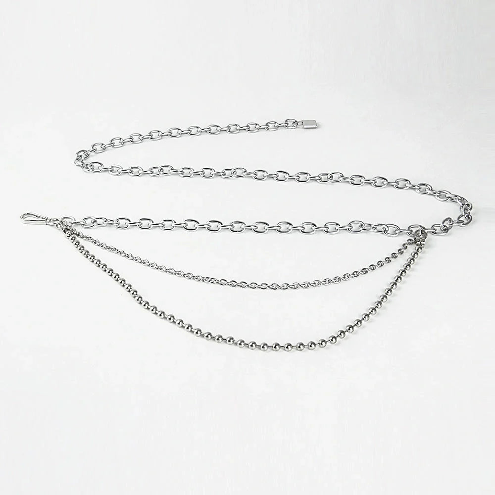 Adjustable alloy waist chain in golden and silver for summer hip hop punk styling