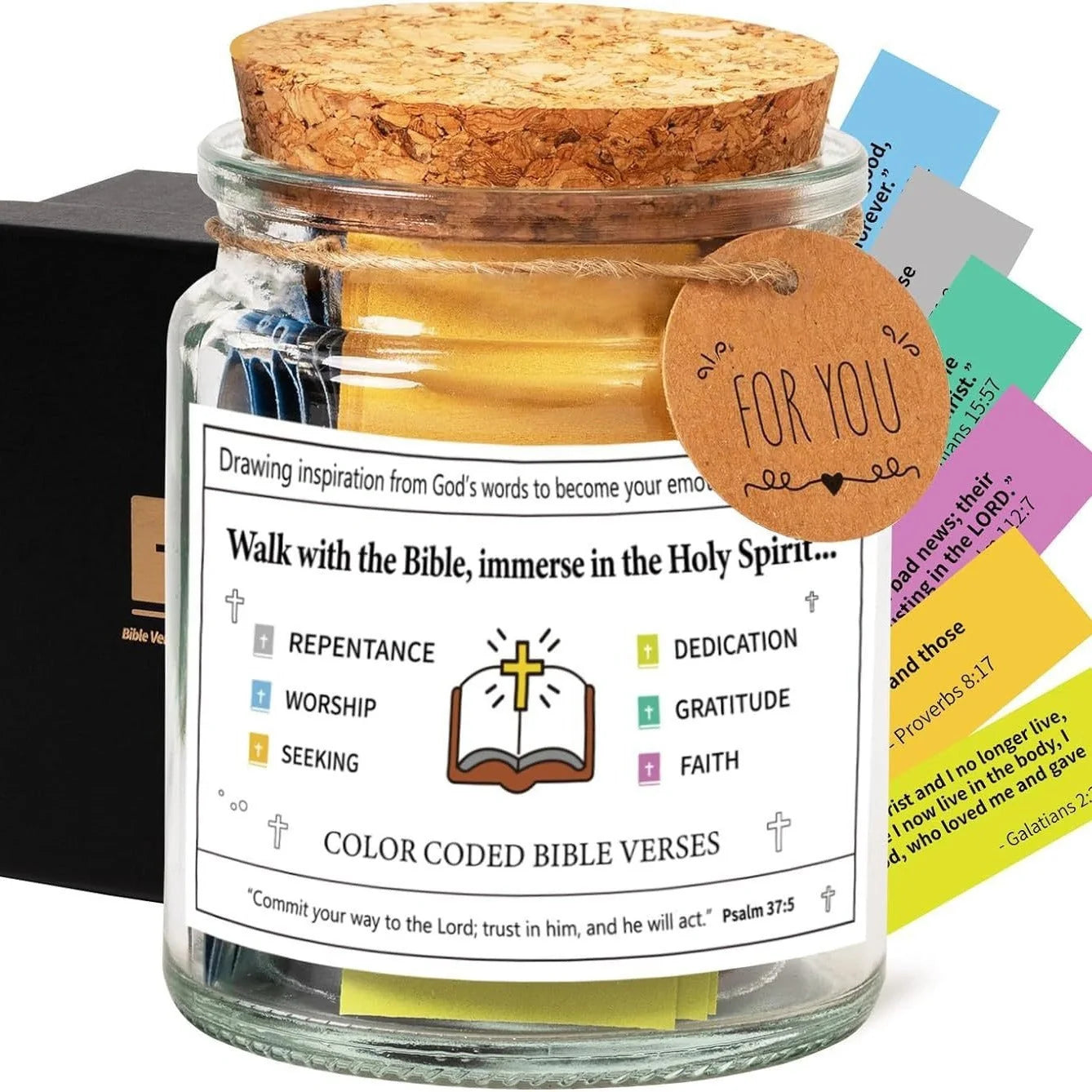 Bible Verses In A Jar with cartoon design, containing 90 verses for daily inspiration
