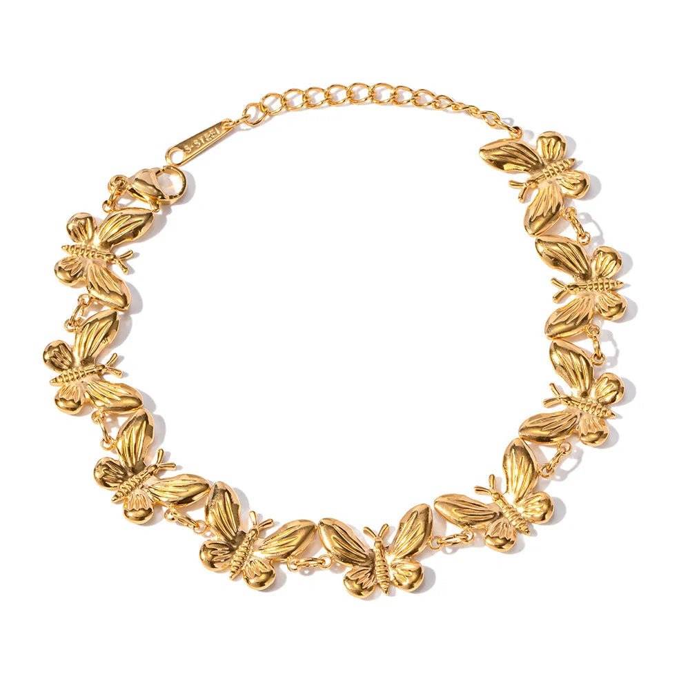 Elegant stainless steel butterfly bracelet with delicate design, available in various colours for UK women's fashion accessories