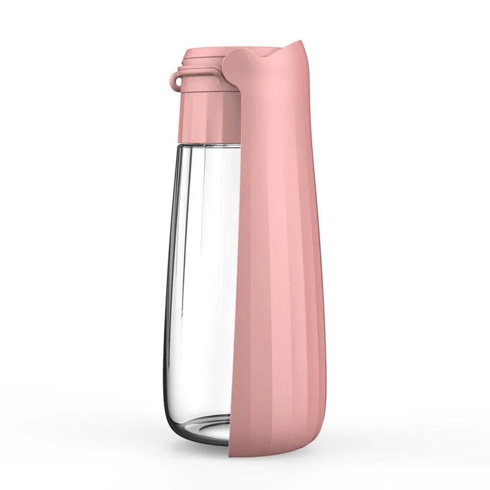 Portable folding dog water bottle with large 550ml capacity in various colors