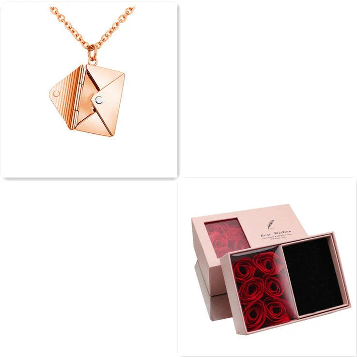 Elegant titanium steel envelope pendant necklace with adjustable chain, versatile for any occasion