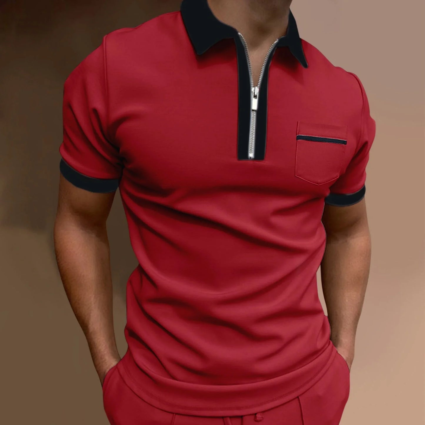 Men's lapel slim pocket T-shirt in various colours and sizes