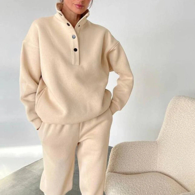 Cozy Oversized Cotton Blend Pullover and Pant Set for Women