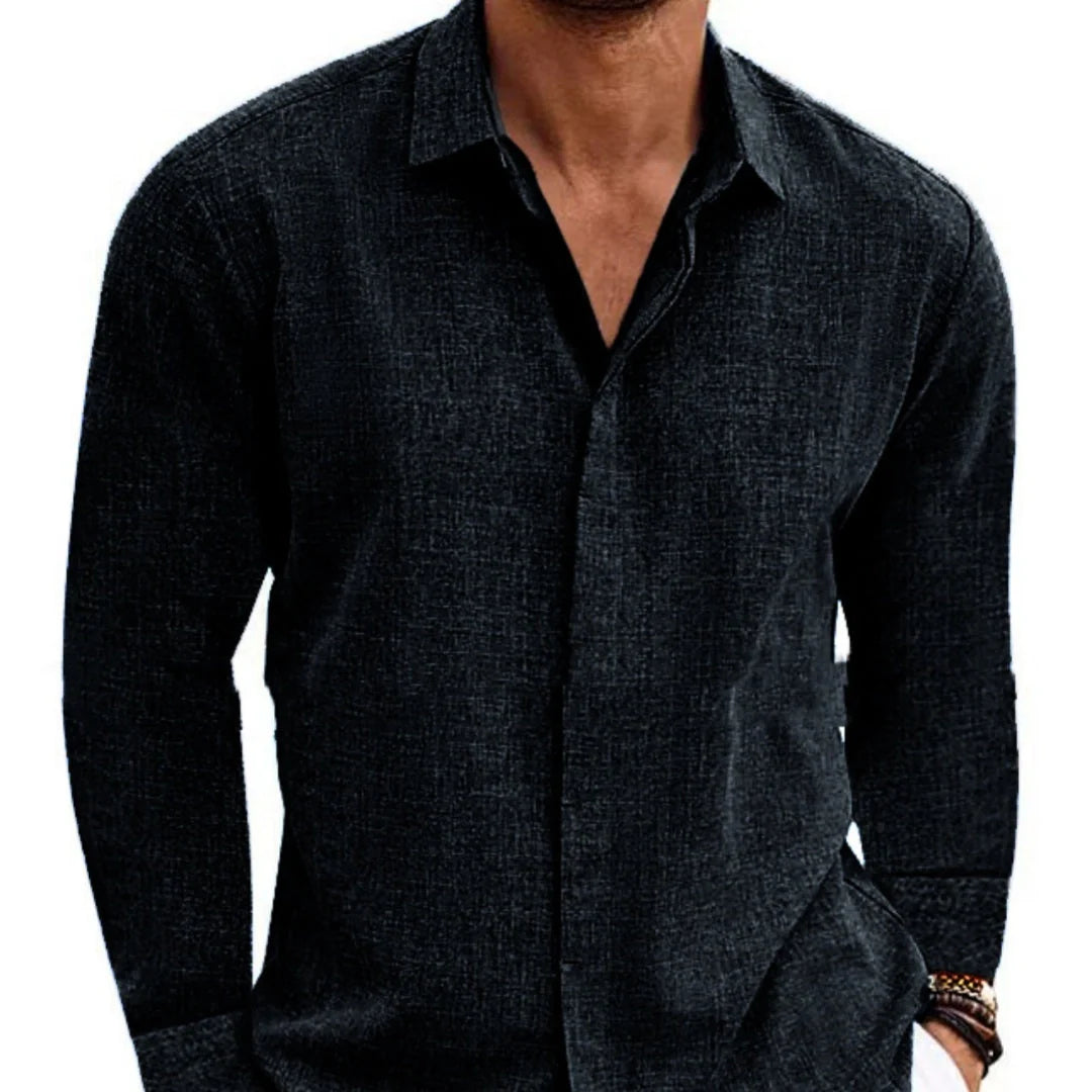 Men's American Retro Long Sleeve T-shirt in various solid colours