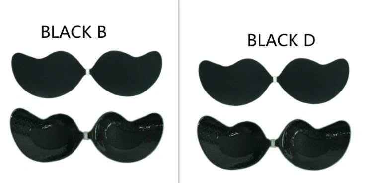Lala Goddess Mango Cup deep V invisible bra in black and flesh colors