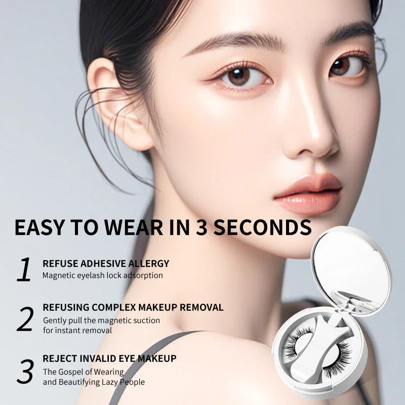 Magnetic false eyelashes with storage box, glue-free and natural-looking lash enhancement