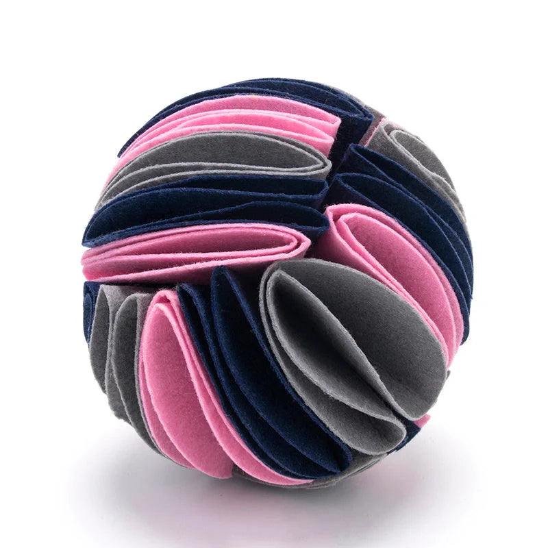 Foldable Dog Snuffle Ball in various colours for pet training and feeding