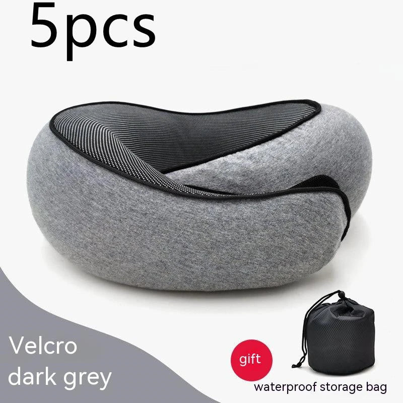 Comfortable memory foam travel neck pillow with U-shaped design for support and comfort during flights, road trips, and naps