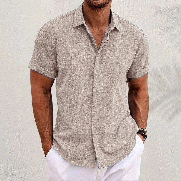 Men's stylish loose linen short-sleeved t-shirt in various colours