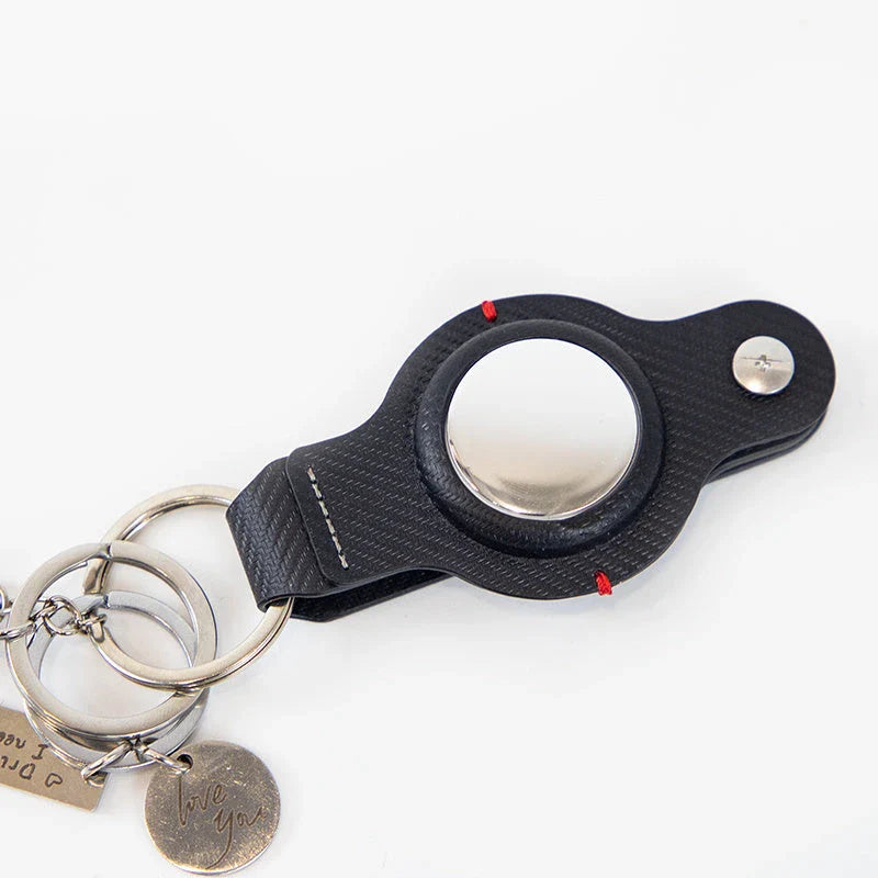 Stylish AirTag Holder with Durable Key Ring - Premium PU Leather Accessory for Secure Apple AirTag Tracking