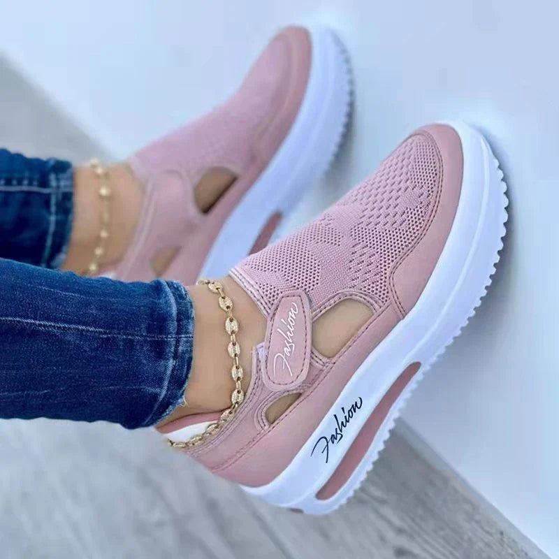 Comfortable women's mesh sneakers in various colors and sizes, featuring a breathable, flexible design for active lifestyles