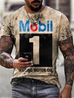 Men's round neck short sleeve t-shirt with stylish digital print design in various color options