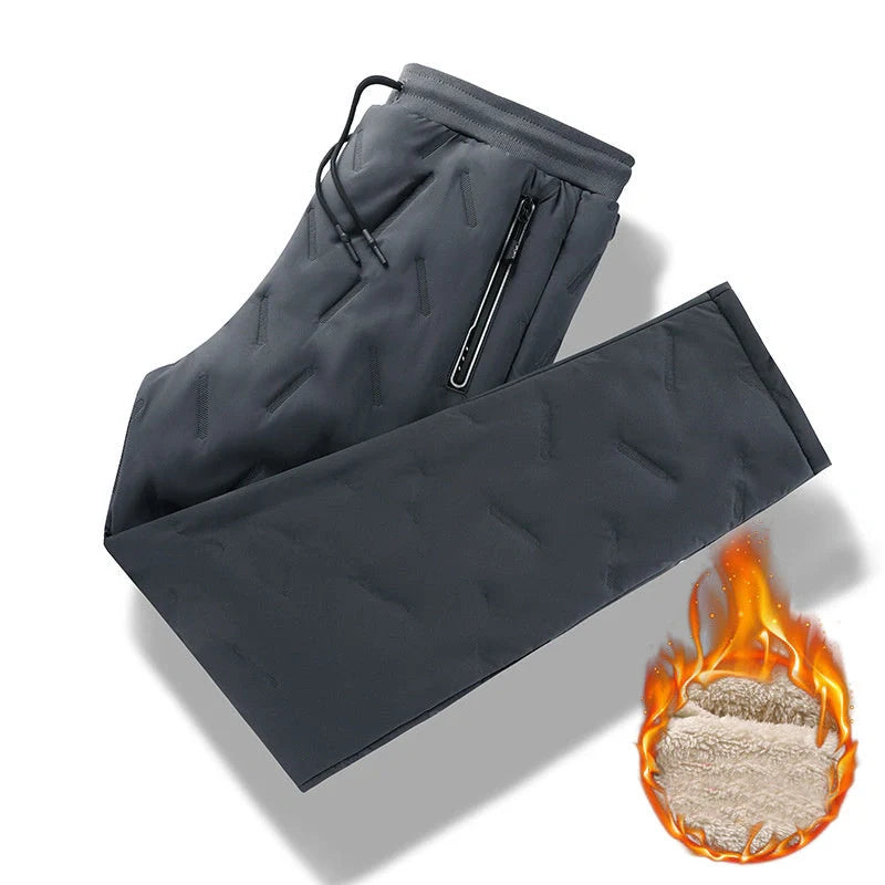 Men's winter velvet fleece jogging pants with zip pocket