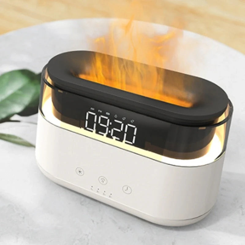 White Flame Humidifier with clock display and USB power