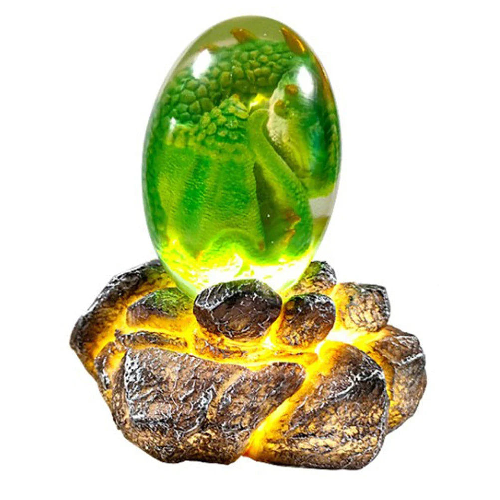 A crystal-clear resin dragon egg decor with a realistic 'lava dragon' design, perfect for fantasy and fossil enthusiasts.