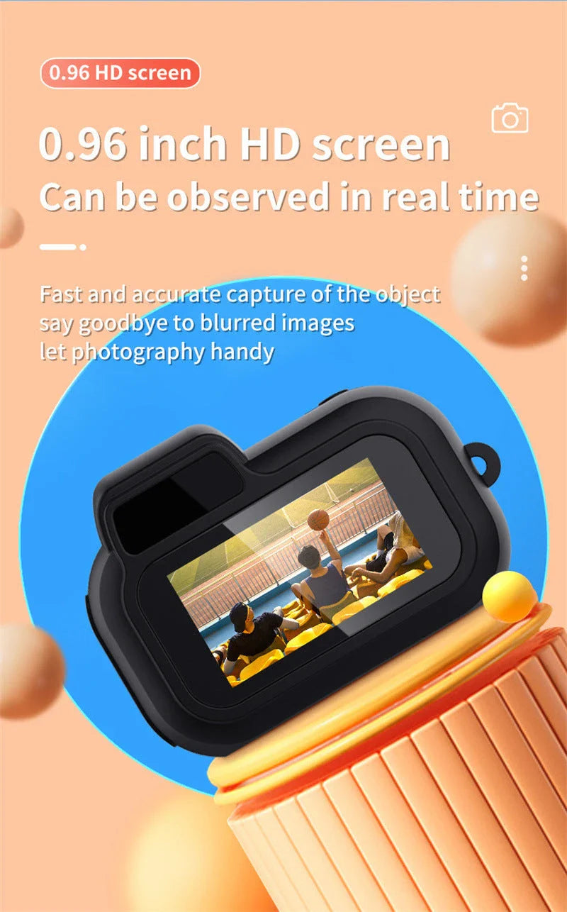 Compact 1080p HD mini camera with touchscreen display for capturing photos and videos on the go