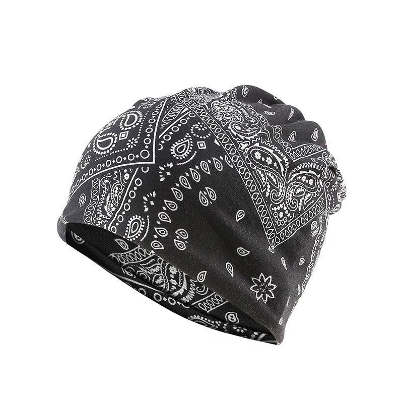 Adjustable windproof earmuff hat with cashew flower print in various colours