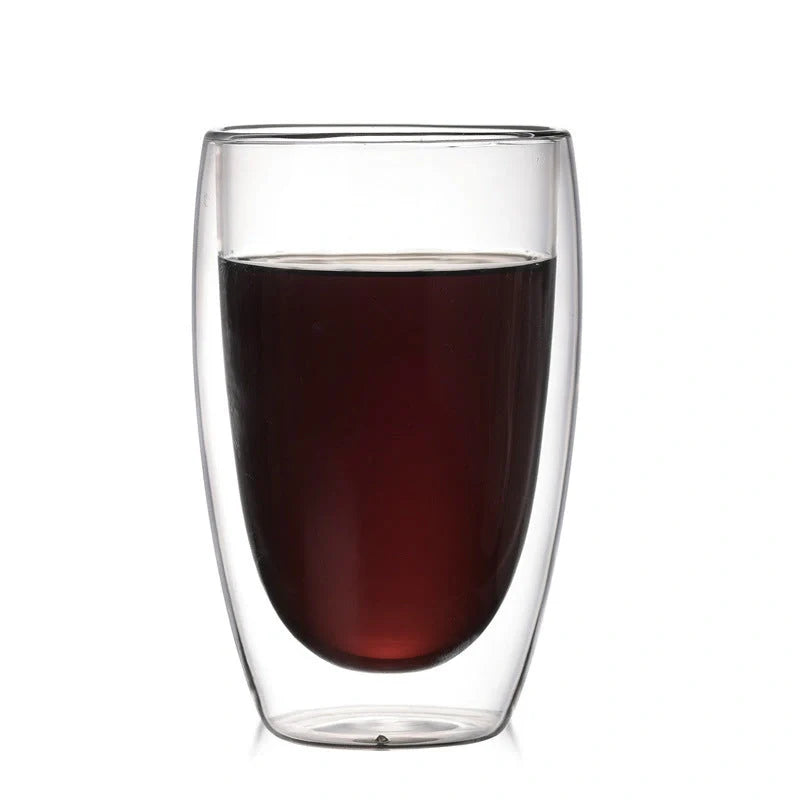 Egg-shaped double-layer insulated glass cup for hot and cold beverages