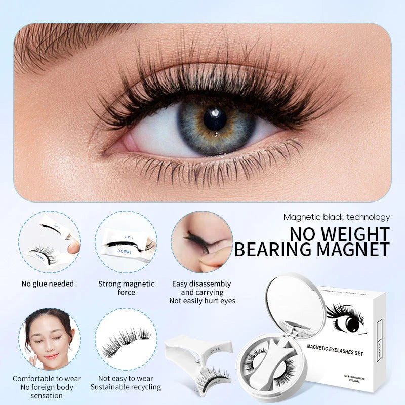 Magnetic false eyelashes with storage box, glue-free and natural-looking lash enhancement