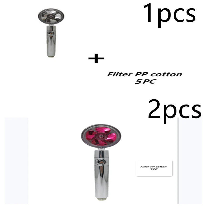 A high-pressure shower head with a stop button, cotton filter, and powerful water pressure for a luxurious bathing experience.