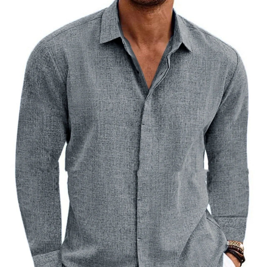 Men's American Retro Long Sleeve T-shirt in various solid colours