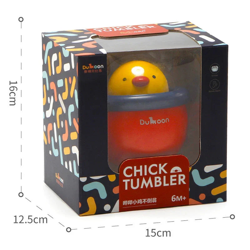 Adorable chicken-shaped tumbler rattle toy with music bells for infant play and development