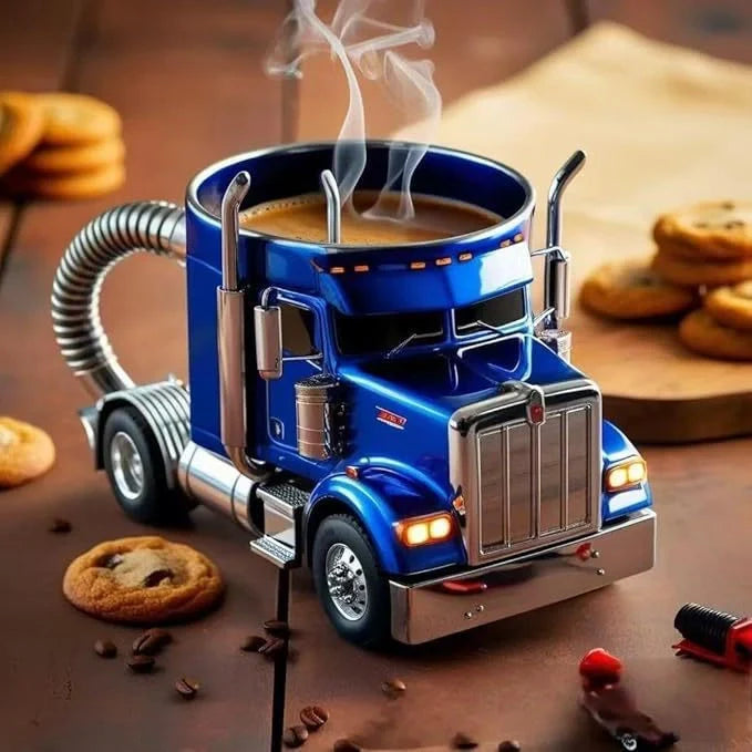 Handcrafted semi-truck shaped coffee mug for truck enthusiasts