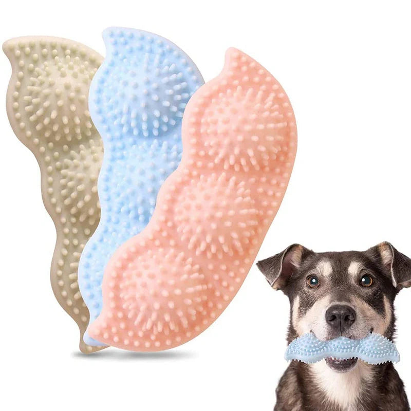 Natural rubber teeth cleaning dog toy for puppies, safe and durable