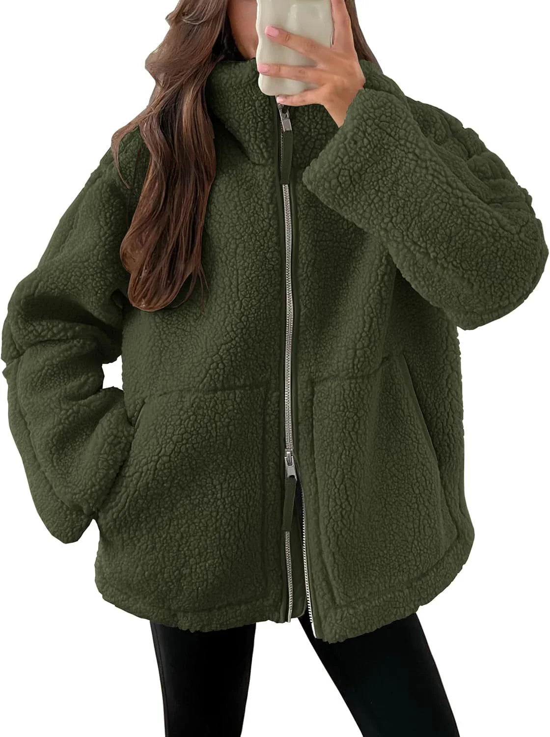 Classic padded fleece jacket in various colours for women, featuring a zip-up design and pockets