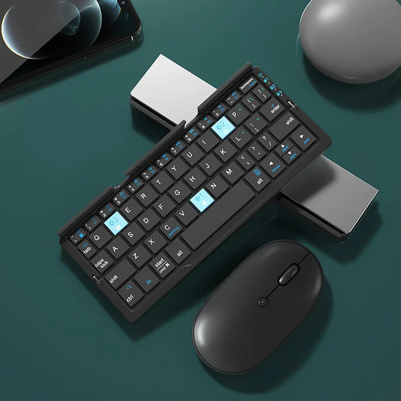 Compact Foldable Bluetooth Keyboard with Premium Aluminum Alloy Construction and Multi-Device Connectivity