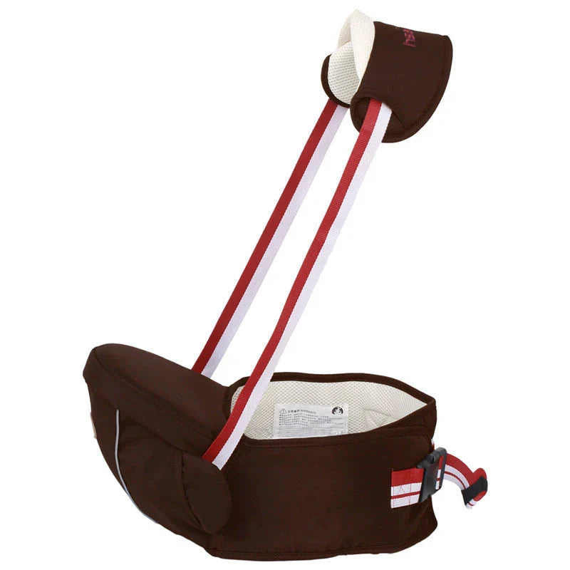 Versatile baby carrier with adjustable hip seat, offering hands-free support and multiple carrying positions for newborns to toddlers