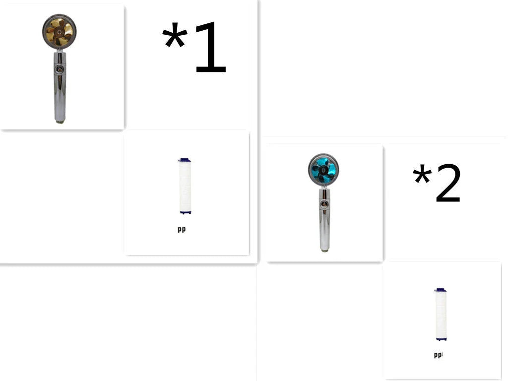 360-degree rotating high-pressure shower head with built-in fan and adjustable water spray