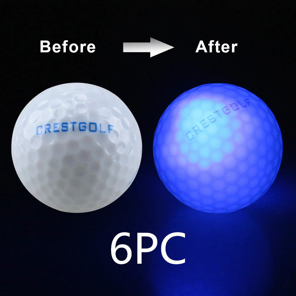 Luminous golf balls emitting a trail of light as they soar through the night sky, offering a captivating golfing experience.